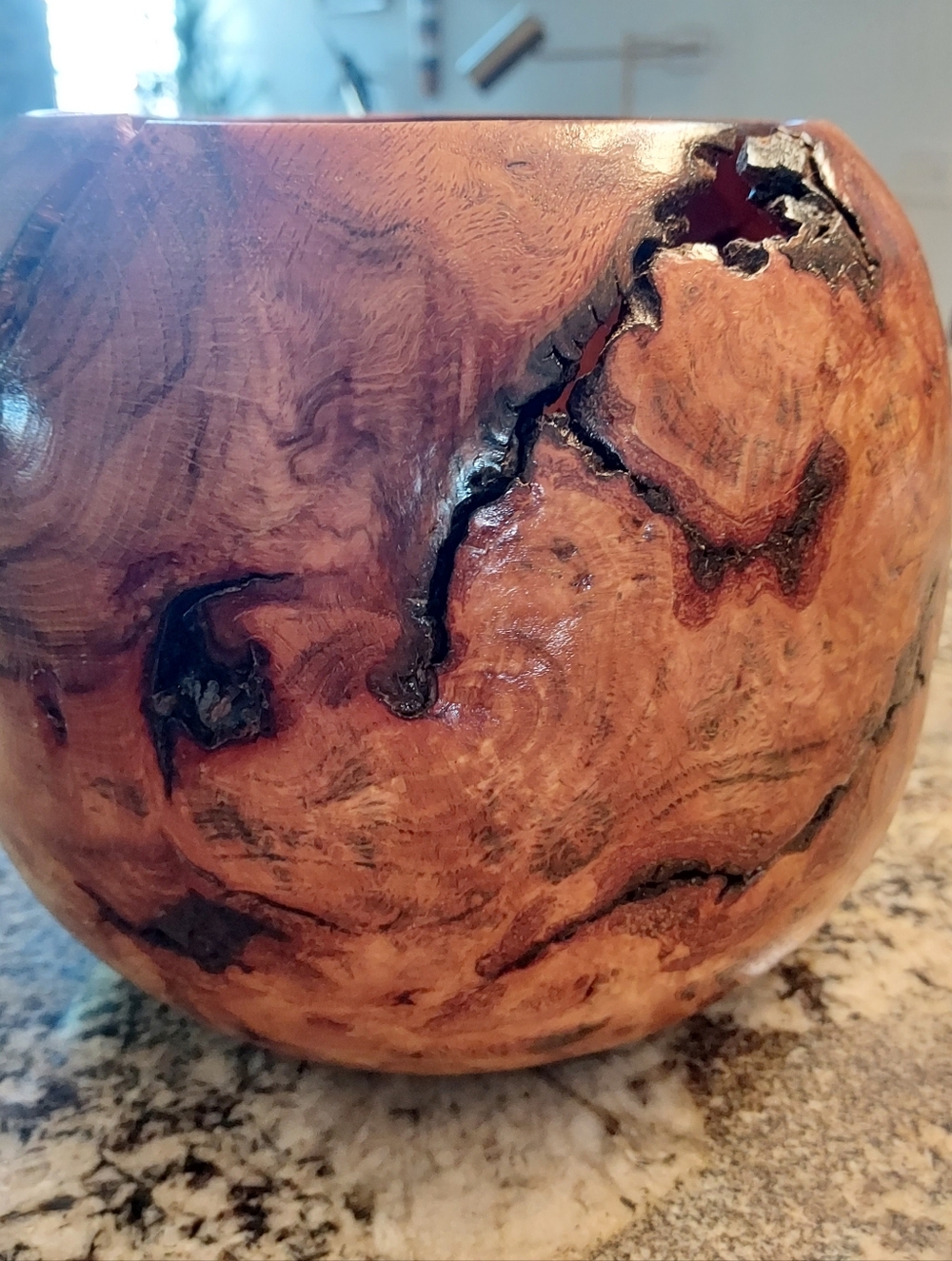 Hand-Turned Burl Wood Decorative Vase - Bowl Natural Finish. 7.75" Round X 7" H.